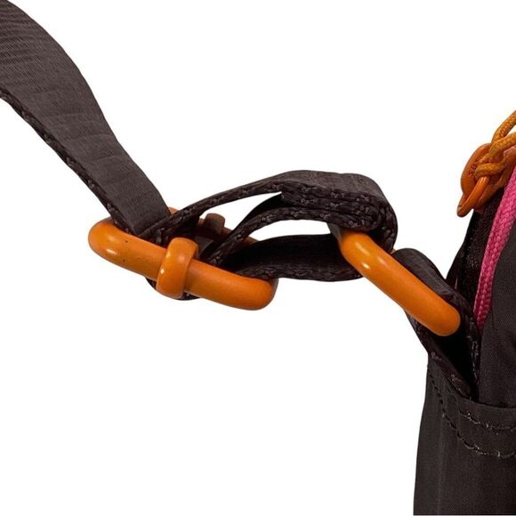 GANNI Quilted Recycled Tech Fabric Festival Bag Mole Dark Brown Pink Orange - Picture 9 of 12